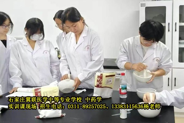 石家庄冀联医学中等专业学校中药实训课痱子粉的制作过程